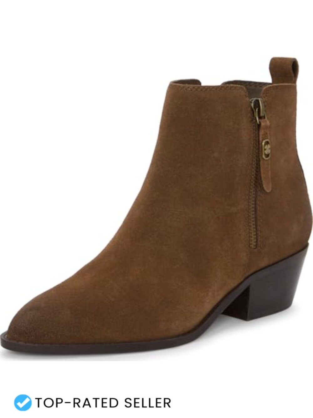 Lucky Brand Ailein Ankle Bootie Leather Pointed Toe Block Heel Zip